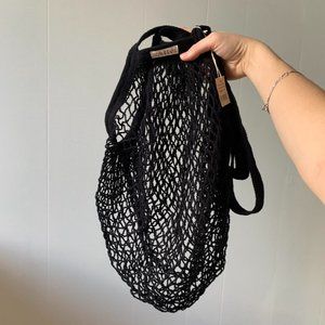 y2k Black Knit Crochet Beach Bag